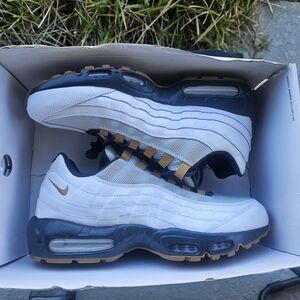 Size 11 - Nike Air Max 95 - Customized White And Gold  (One Of A Kind Design)